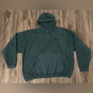 Men’s Nike Club Polar Green/ Black Swoosh Nylon Fleece Hoodie FB8388-328 - XL